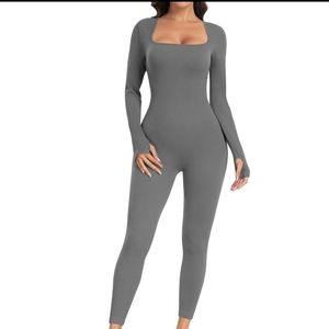 Women Ribbed One Piece Jumpsuit Longsleeve